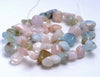 10-12MM Morganite Gemstone Pebble Nugget Chip Loose Beads 7.5 inch (80001897 H-A29)