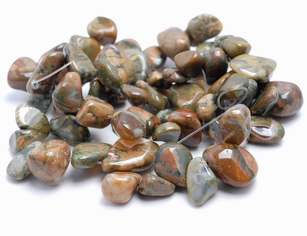 12-14MM Rhyolite Gemstone Pebble Nugget Chip Loose Beads 16 inch (80001903-A29)