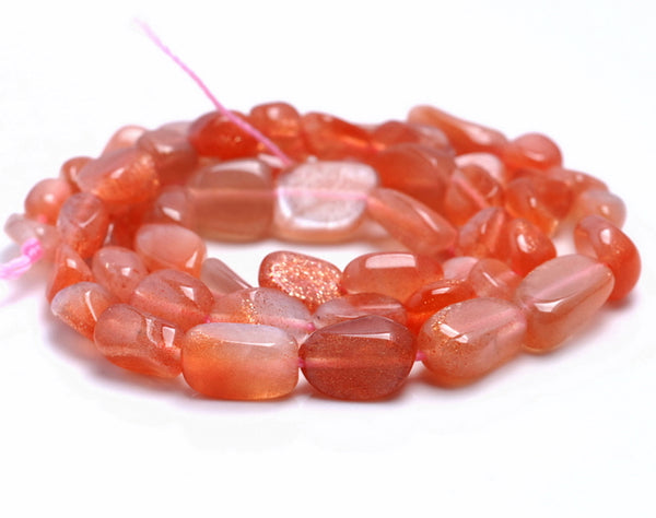 6-7MM Sunstone Gemstone Pebble Nugget Chip Loose Beads 7.5 inch (80001905 H-A29)