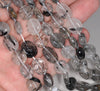 10-12MM Black Rutilated Quartz Gemstone Pebble Nugget Granule Loose Beads 7.5 inch Half Strand (80001914 H-A28)