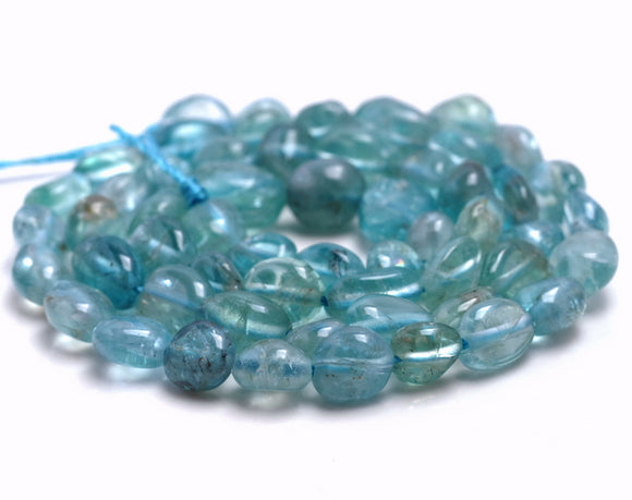 6-7MM Aqua Apatite Gemstone Pebble Nugget Granule Loose Beads 7.5 inch Half Strand (80001916 H-A28)