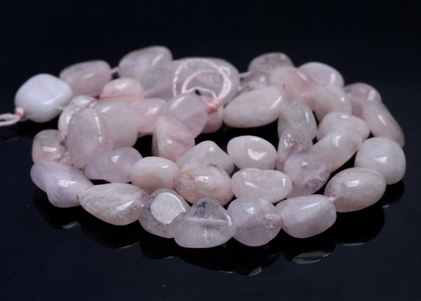 8-9MM Morganite Gemstone Pebble Nugget Chip Loose Beads 7.5 inch (80001919 H-A34)