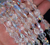 9-10MM Rainbow Drift Quartz (Glass) Gemstone Round Flat Nugget Loose Beads 7.5 inch Half Strand (80001920 H-A34)