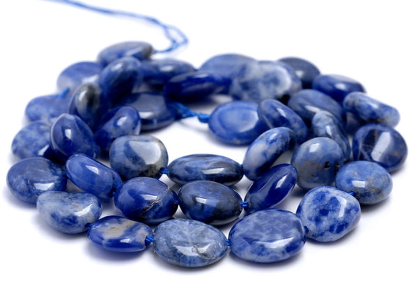 9-10MM Sodalite Gemstone Round Flat Nugget Loose Beads 7.5 inch Half Strand (80001922 H-A34)