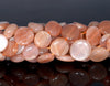 10-12MM Orange Moonstone Gemstone Round Flat Nugget Loose Beads 7.5 inch Half Strand (80001925 H-A34)