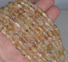 6-7MM Golden Rutilated Quartz Gemstone Pebble Nugget Granule Loose Beads 16 inch Full Strand (80001929-A33)