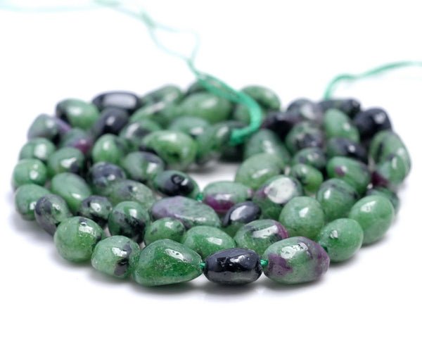 5-6MM Ruby Zoisite Gemstone Pebble Nugget Granule Loose Beads 7.5 inch Half Strand (80001931 H-A33)