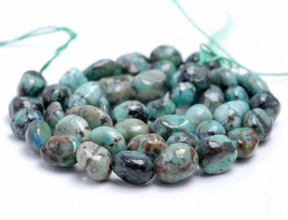 7-8MM African Turquoise Gemstone Pebble Nugget Granule Loose Beads 7.5 inch Half Strand (80001934 H-A33)