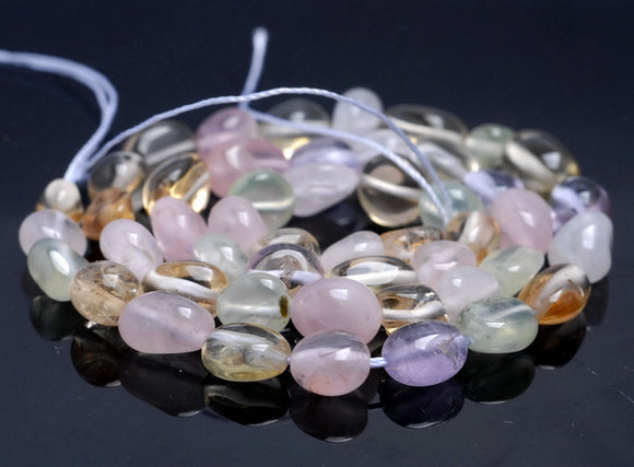 6-7MM Multi Quartz Gemstone Pebble Nugget Granule Loose Beads 16 inch Full Strand (80001936-A33)