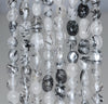 5-6MM Black Rutilated Quartz Gemstone Pebble Nugget Granule Loose Beads 7.5 inch Half Strand (80001939 H-A33)