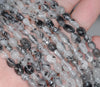 5-6MM Black Rutilated Quartz Gemstone Pebble Nugget Granule Loose Beads 7.5 inch Half Strand (80001939 H-A33)