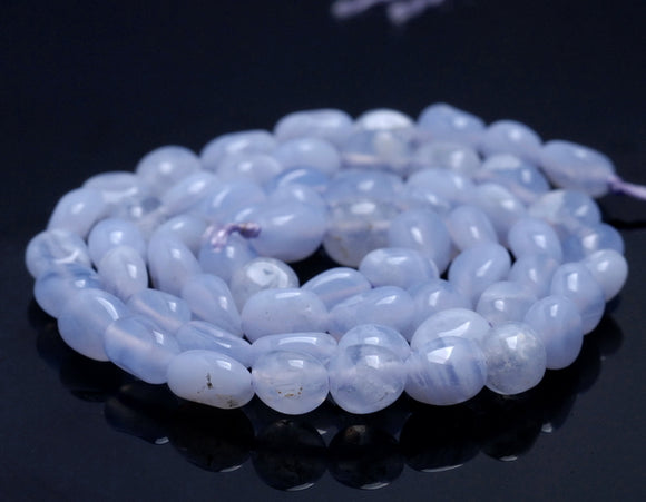 5-6MM Chalcedony Blue Lace Agate Gemstone Pebble Nugget Granule Loose Beads 7.5 inch Half Strand (80001949 H-A32)