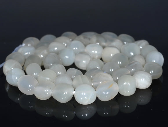 7-8MM White Moonstone Gemstone Pebble Nugget Granule Loose Beads 16 inch Full Strand (80001952-A31)