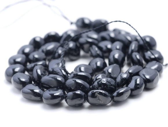 6-7MM Black Tourmaline Gemstone Pebble Nugget Granule Loose Beads 16 inch Full Strand (80001954-A31)