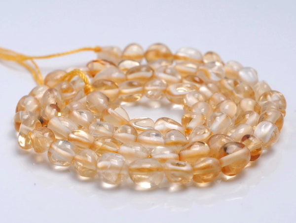 5-6MM Citrine Gemstone Pebble Nugget Granule Loose Beads 7.5 inch Half Strand (80001957 H-A31)