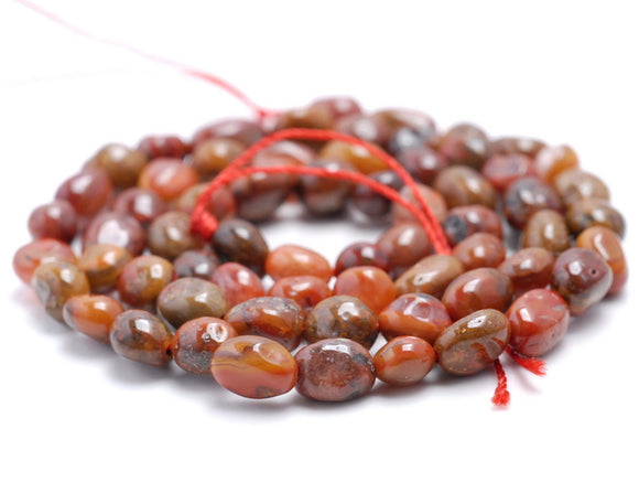 5-6MM Natural Red Agate Gemstone Pebble Nugget Granule Loose Beads 16 inch Full Strand (80001960-A31)