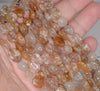 7-9MM Bronze Rutilated Quartz Gemstone Pebble Nugget Granule Loose Beads 15.5 inch Full Strand (80001974-A35)