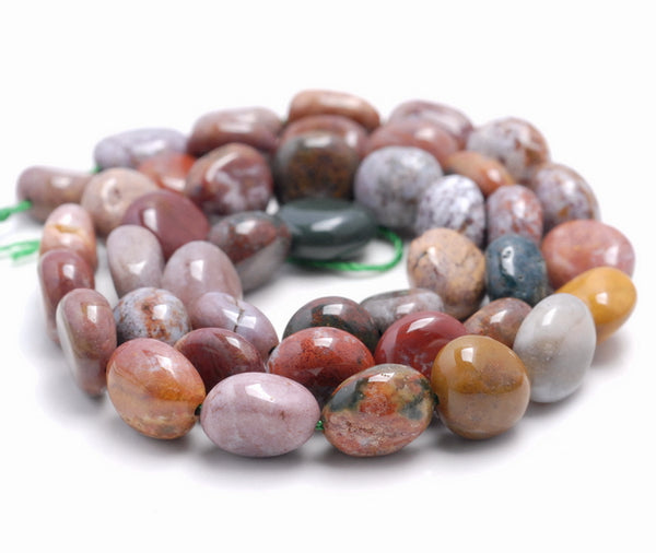 8-9MM Ocean Jasper Gemstone Pebble Nugget Granule Loose Beads 7.5 inch Half Strand (80001979 H-A35)