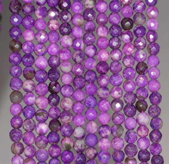 4MM Sugilite Gemstone Faceted Round Loose Beads 15 inch Full Strand (80001998-A66)