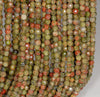 4MM Unakite Gemstone Faceted Round Loose Beads 15 inch Full Strand (80002001-A64)