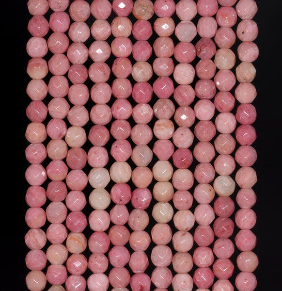 4MM Rhodonite Gemstone Faceted Round Loose Beads 15 inch Full Strand (80002004-A58)