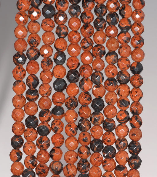 4MM Mahogany Jasper Gemstone Faceted Round Loose Beads 15 inch Full Strand (80002009-A58)