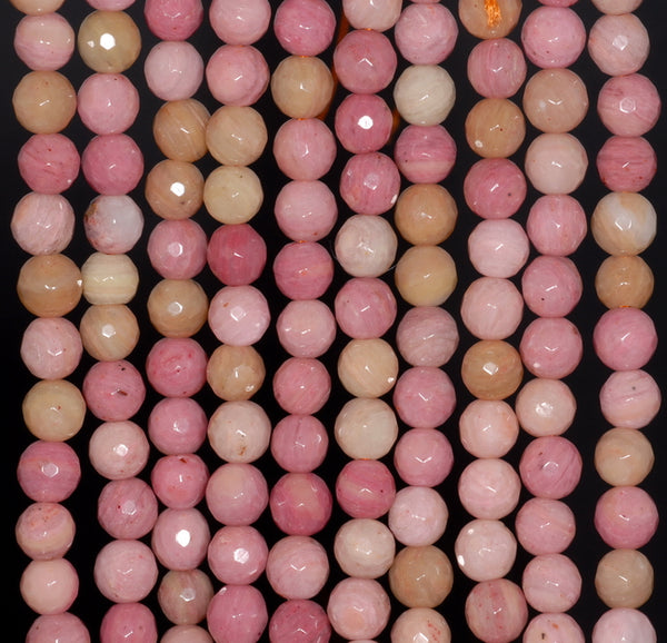 6MM Rhodonite Gemstone Faceted Round Loose Beads 15 inch Full Strand (80002020-A58)