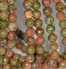 6MM Unakite Gemstone Faceted Round Loose Beads 15 inch Full Strand (80002023-A64)