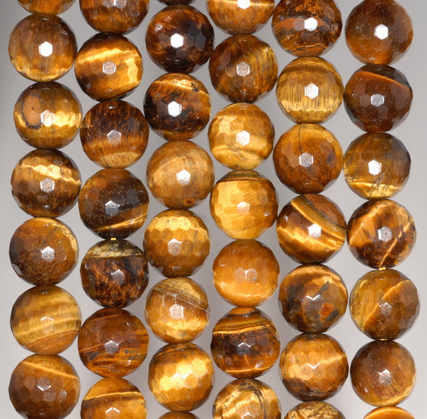 6MM Yellow Tiger Eye Gemstone Faceted Round Loose Beads 15 inch Full Strand (80002026-A63)