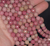 8-9MM Rhodonite Gemstone Faceted Round Loose Beads 7 inch Half Strand (80002034 H-A58)