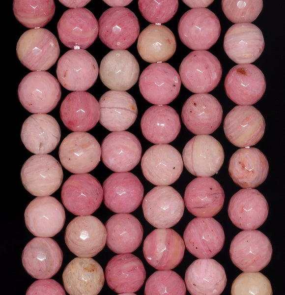 10MM Rhodonite Gemstone Faceted Round Loose Beads 15 inch Full Strand (80002039-A58)