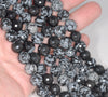 10MM Snowflake Obsidian Gemstone Faceted Round Loose Beads 7 inch Half Strand (80002040 H-A65)