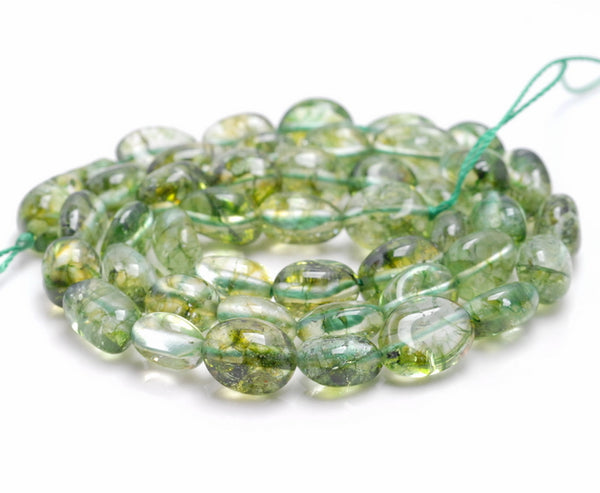 7-8MM Green Quartz Gemstone Pebble Nugget Granule Loose Beads 15.5 inch Full Strand (80002068-A9)