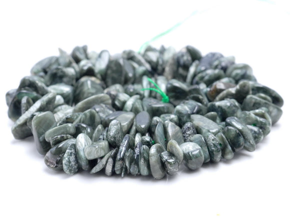 7-9MM Seraphinite Gemstone Pebble Chip Loose Beads 15.5 inch (80002079-A10)