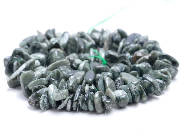 7-9MM Seraphinite Gemstone Pebble Chip Loose Beads 15.5 inch (80002079-A10)