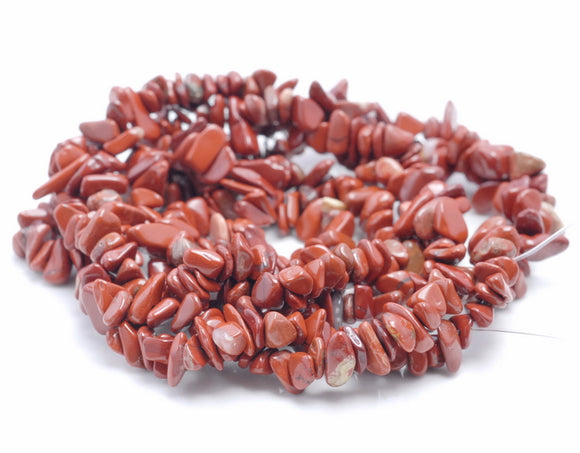 5-6MM Red Jasper Gemstone Pebble Nugget Chip Loose Beads 34 inch (80002090-A11)