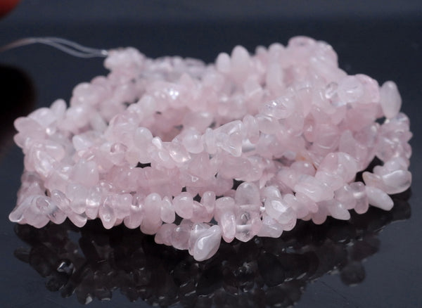 5-6MM Rose Quartz Gemstone Pebble Nugget Chip Loose Beads 34 inch (80002103-A12)