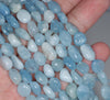 8-9MM Aquamarine Gemstone Nugget Pebble Loose Beads 15.5 inch Full Strand (80002108-A8)