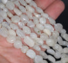 8-9MM White Moonstone Gemstone Nugget Pebble Loose Beads 15.5 inch Full Strand (80002114-A8)