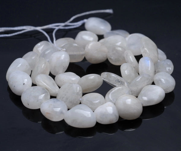 8-9MM White Moonstone Gemstone Nugget Pebble Loose Beads 15.5 inch Full Strand (80002114-A8)