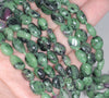 9-10MM Ruby Zoisite Gemstone Nugget Pebble Loose Beads 15.5 inch Full Strand (80002119-A8)