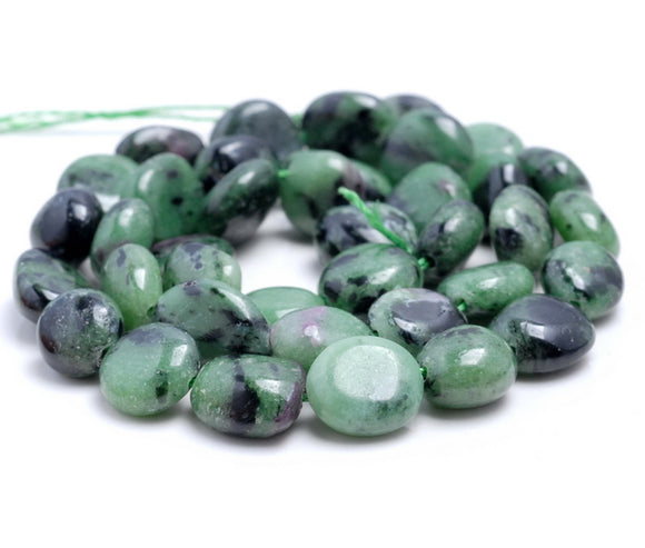 9-10MM Ruby Zoisite Gemstone Nugget Pebble Loose Beads 15.5 inch Full Strand (80002119-A8)