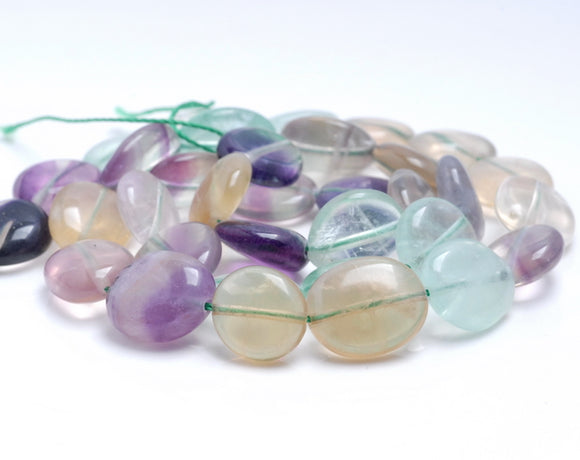 10-11MM Rainbow Fluorite Gemstone Nugget Pebble Loose Beads 16 inch Full Strand (80002120-A8)