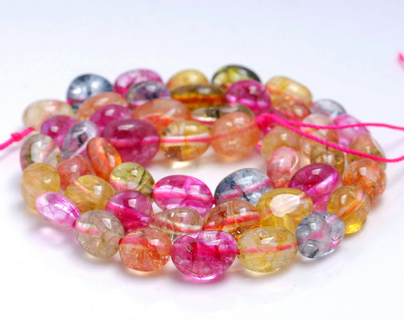 7-8MM Rainbow Quartz Gemstone Pebble Nugget Granule Loose Beads 15.5 inch Full Strand (80002126-A7)