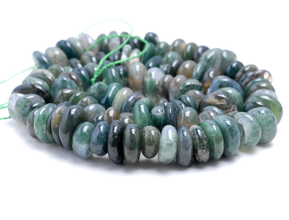 10-12MM Moss Agate Gemstone Rondelle Slice Loose Beads 16 inch Full Strand (80002140-A6)