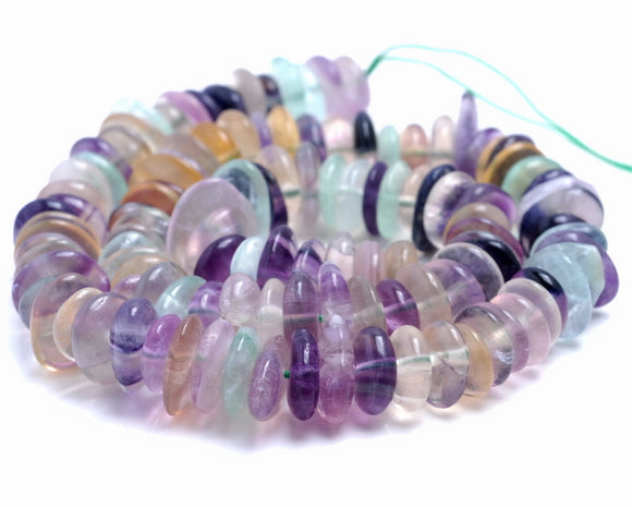 10-12MM Rainbow Fluorite Gemstone Rondelle Slice Loose Beads 16 inch Full Strand (80002141-A6)