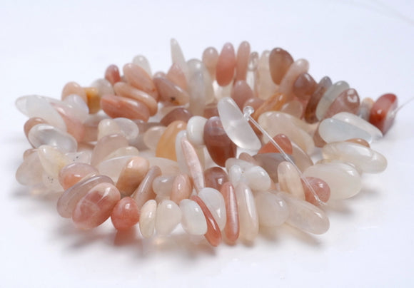 12-14MM Orange Moonstone Gemstone Stick Pebble Chip Loose Beads 15,5 inch (80002154-A4)