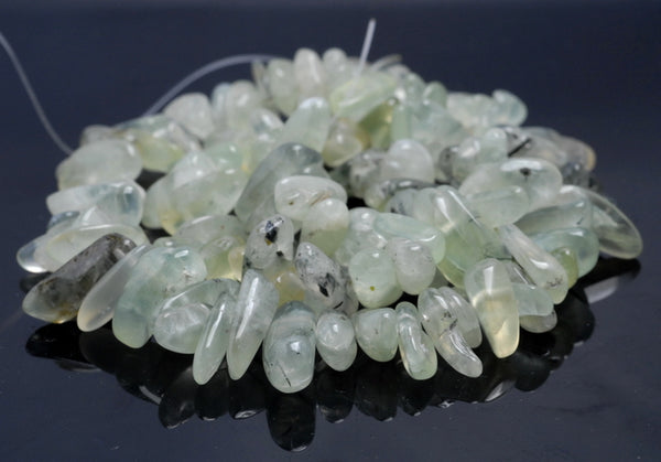 12-14MM Prehnite Gemstone Stick Pebble Chip Loose Beads 15.5 inch (80002156-A4)