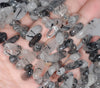 14-19MM Black Rutilated Quartz Gemstone Stick Pebble Chip Loose Beads 15.5 inch (80002157-A4)