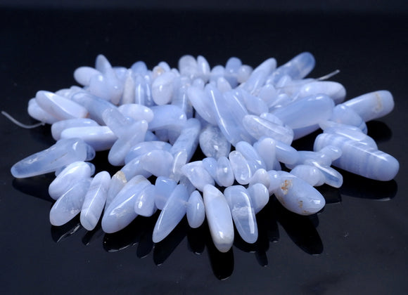 14-18MM Chalcedony Blue Lace Agate Gemstone Stick Pebble Chip Loose Beads 16 inch (80002167-A35)